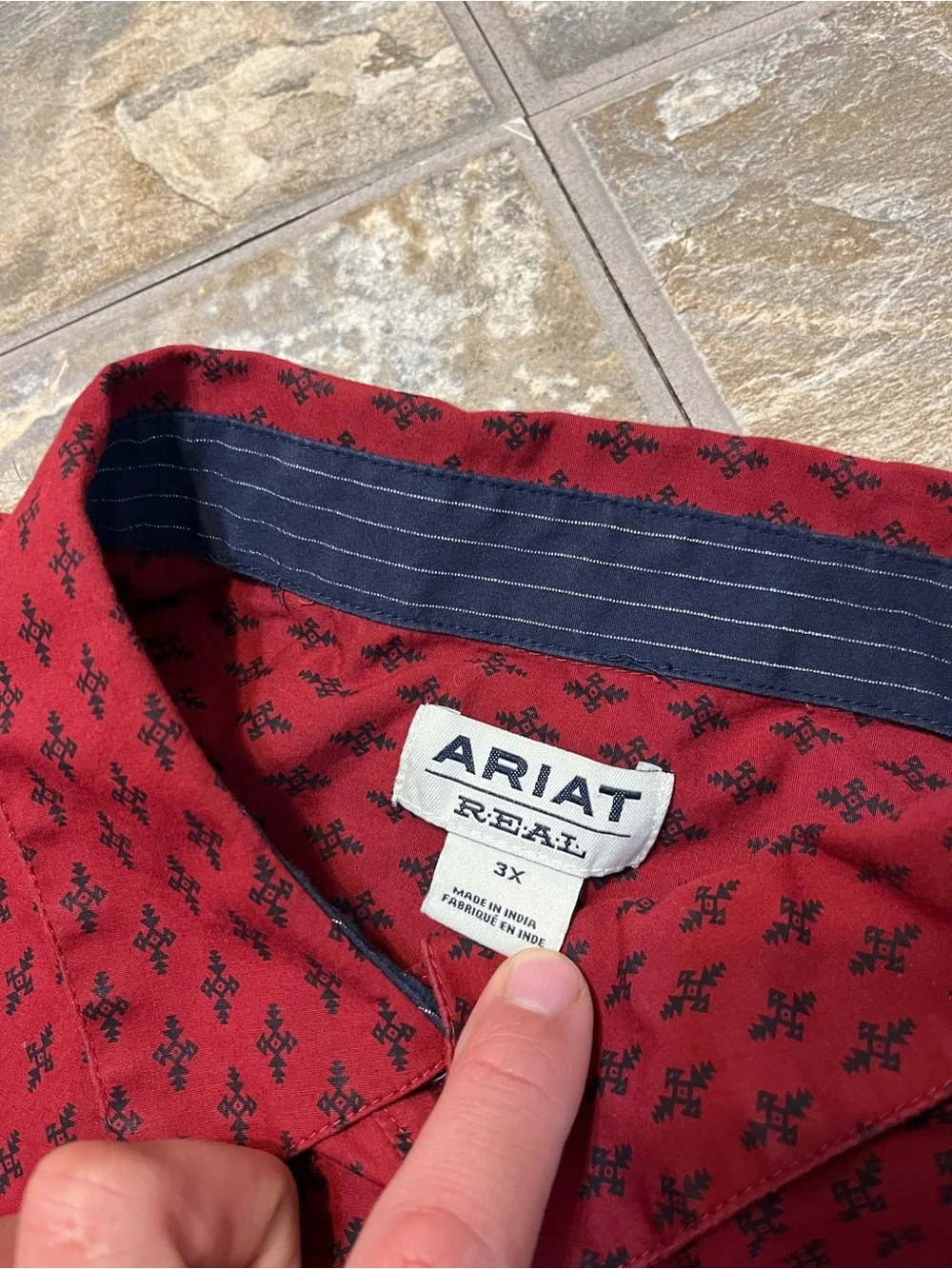 Ariat Real Men's 3X Red Long Sleeve Western Shirt Button Down Cowboy Rodeo - Picture 3 of 9